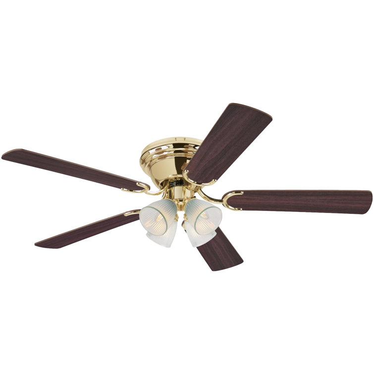 52'' Polished Brass Ceiling Fan with LED Lights and Reversible Blades