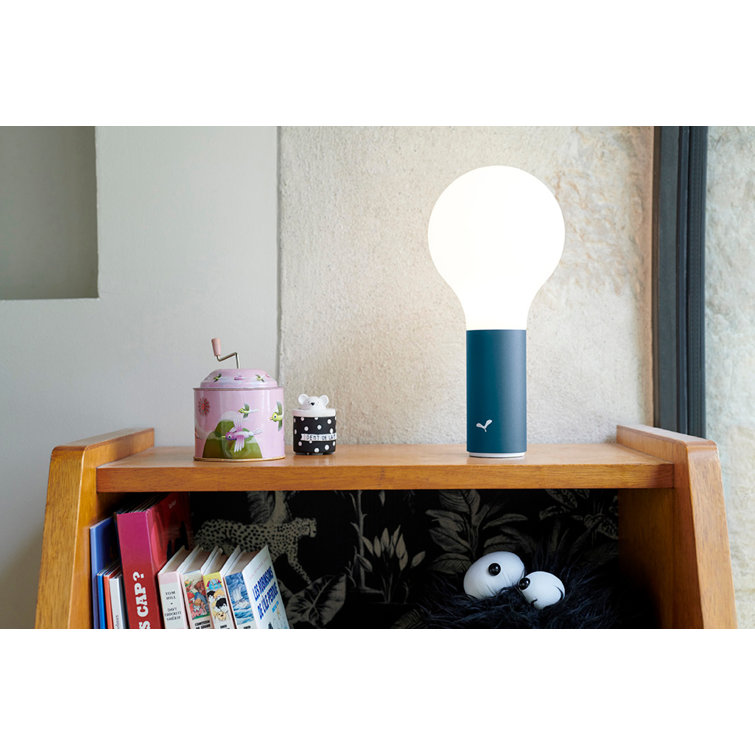 Acapulco Blue Adjustable Cordless LED Lamp with Glass Shade