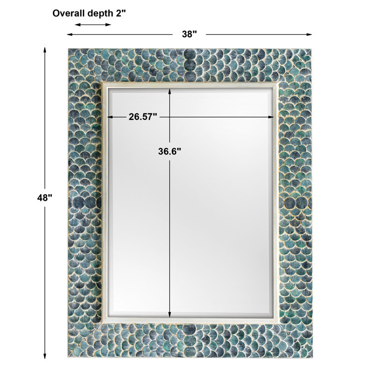 Makaria Coastal Blue Wood Rectangular Wall Mirror