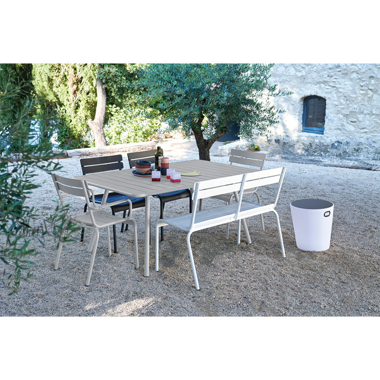 Honey Textured Aluminum Stackable Outdoor Dining Chairs, Set of 4