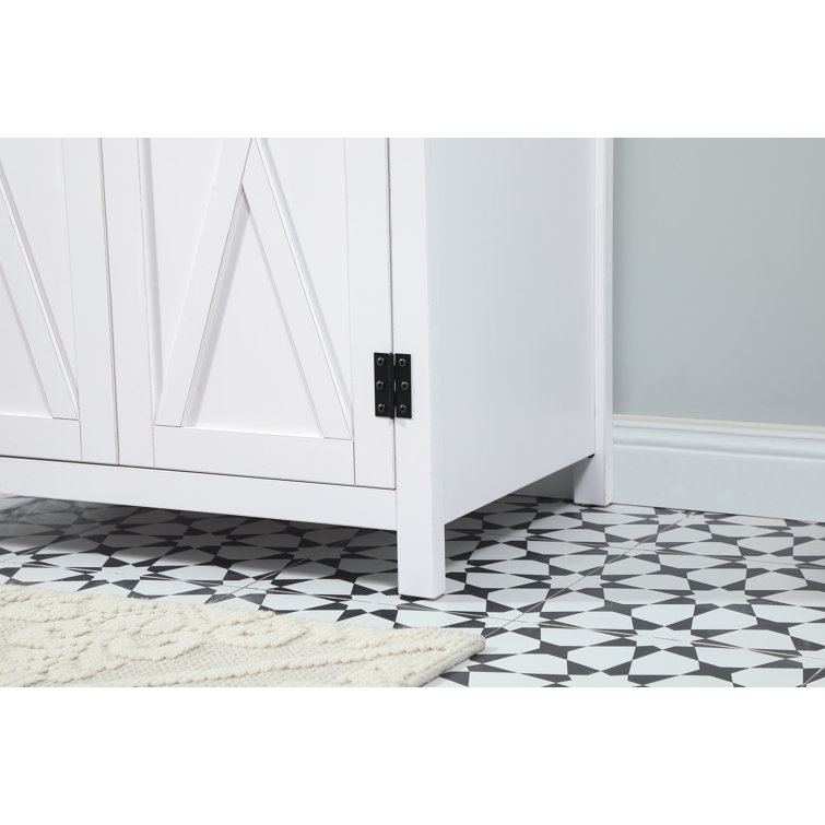 White Oak 30'' Freestanding Single Bathroom Vanity with Barn Doors