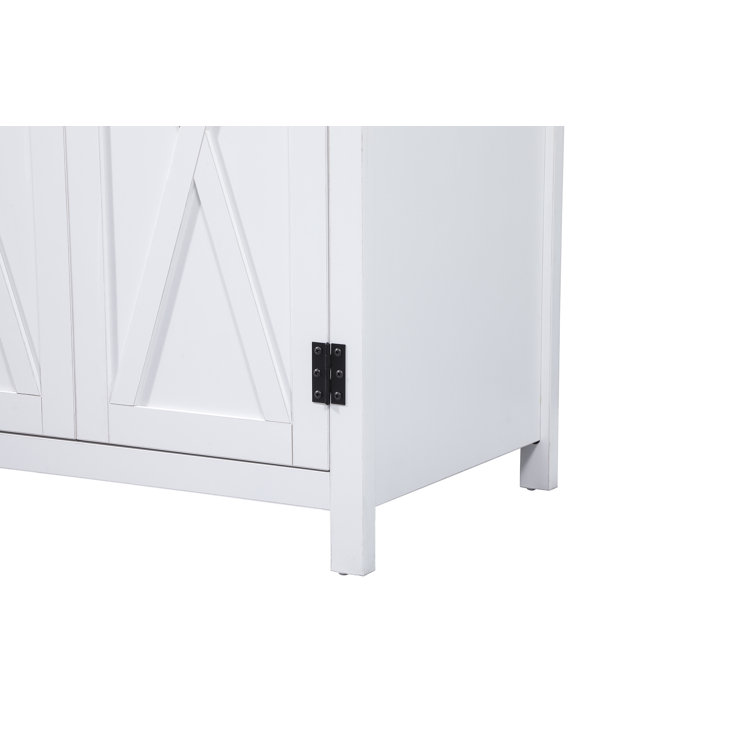 White Oak 30'' Freestanding Single Bathroom Vanity with Barn Doors