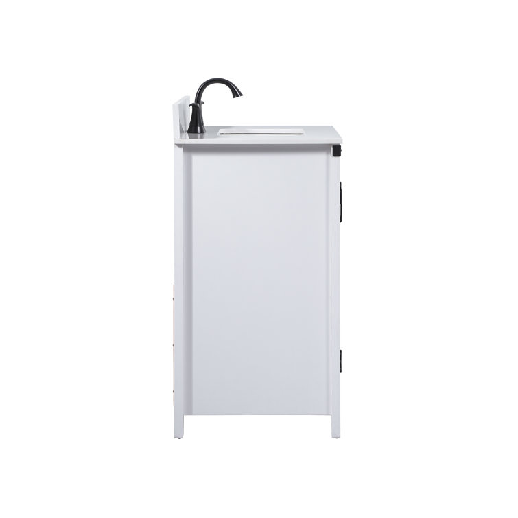 White Oak 30'' Freestanding Single Bathroom Vanity with Barn Doors