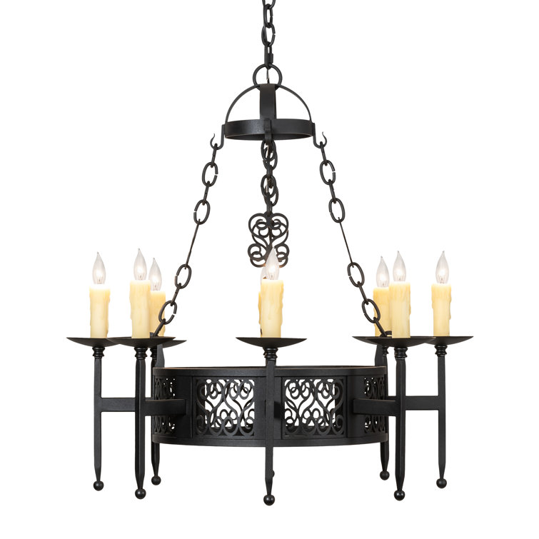 Toscano Elegance 8-Light Textured Black Faux Candle Chandelier