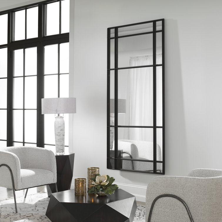 Oversized Black Iron Full Length Rectangular Mirror