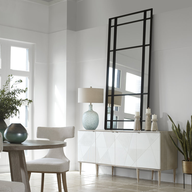 Oversized Black Iron Full Length Rectangular Mirror