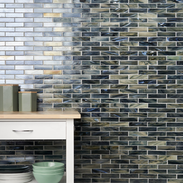 Night Black Polished Glass Mosaic Wall Tile