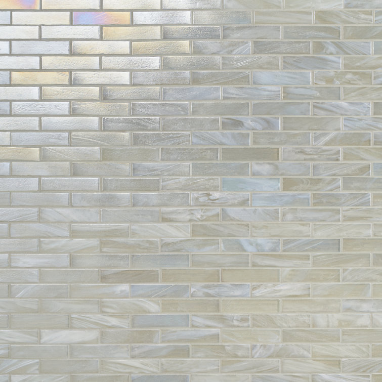 Amber Pearl White Polished Glass Mosaic Wall Tile