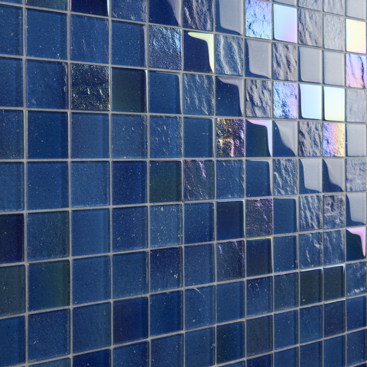 Angel Dust Blue Polished Glass Wall Mosaic Tile