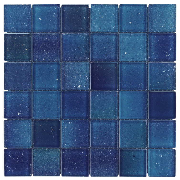 Angel Dust Blue Polished Glass Wall Mosaic Tile