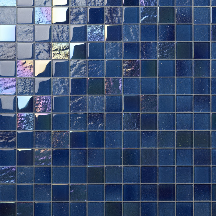 Angel Dust Blue Polished Glass Wall Mosaic Tile