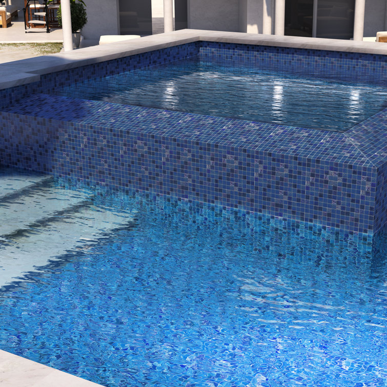 Angel Dust Blue Polished Glass Wall Mosaic Tile