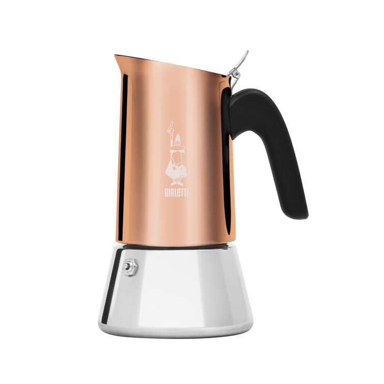 Copper and Silver Stainless Steel 6-Cup Stovetop Espresso Maker
