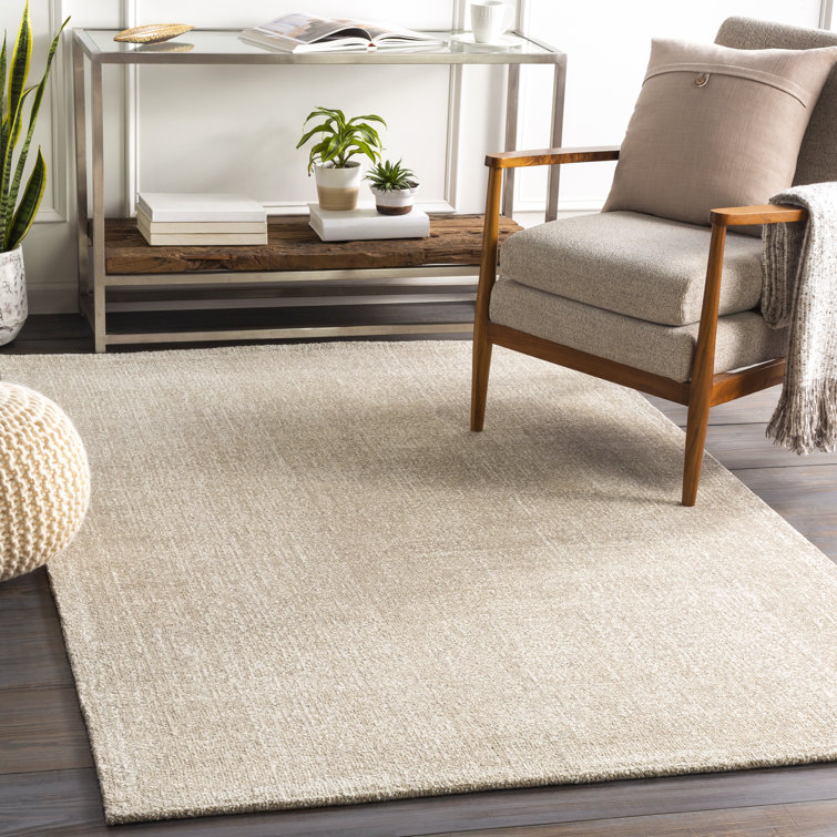 Ivory Handmade Wool Tufted Rectangular Area Rug 9' x 12'
