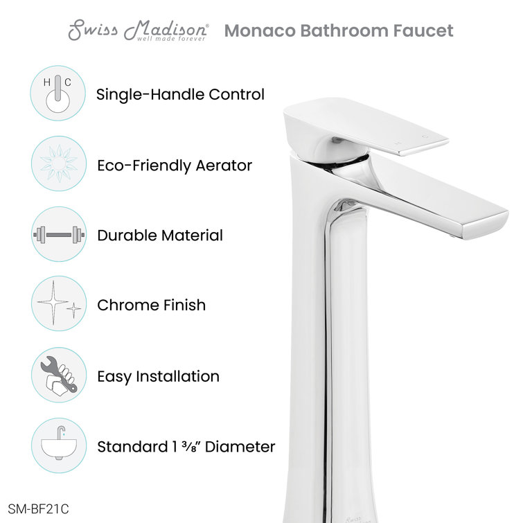 Monaco Chrome Single-Handle High Arc Bathroom Faucet