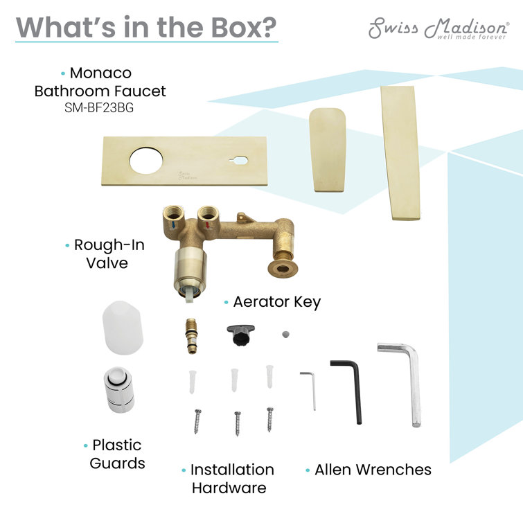 Monaco Brushed Gold Wall-Mount Single-Handle Bathroom Faucet