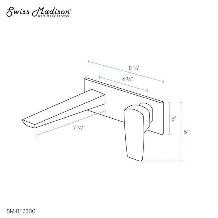 Monaco Brushed Gold Wall-Mount Single-Handle Bathroom Faucet