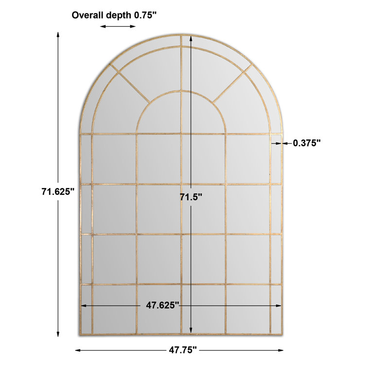 Antiqued Gold Arched Full Length Wall Mirror