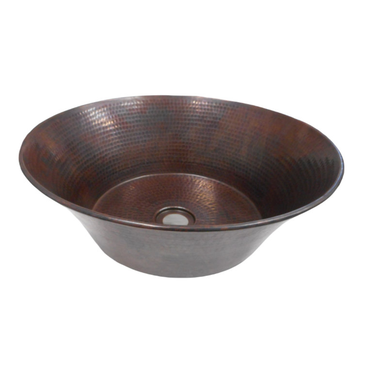 15" Round Hand-Hammered Copper Above-Counter Bathroom Sink