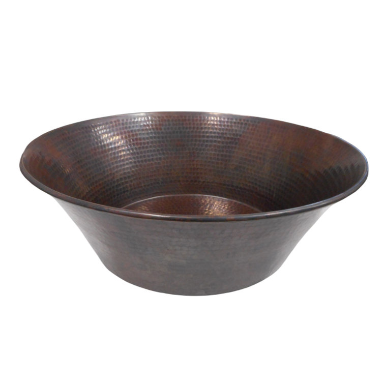 16" Hand-Hammered Copper Vessel Sink for Above-Counter Installation