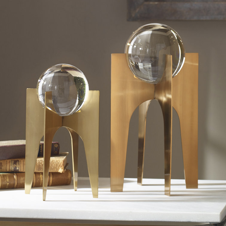 Clear and Copper Bronze Metal 2-Piece Water Globe Set
