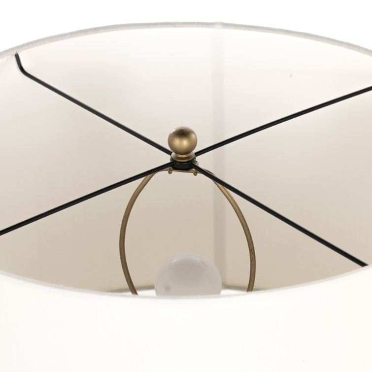 Asher Light Antique Brass Table Lamp with White Silk Shade