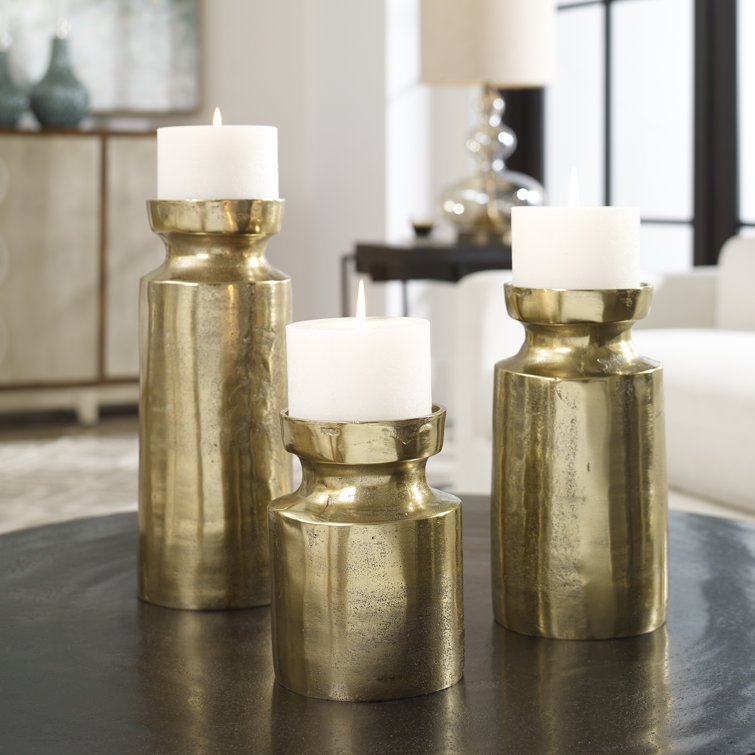 Antique Brass Amina Transitional Candleholder Trio