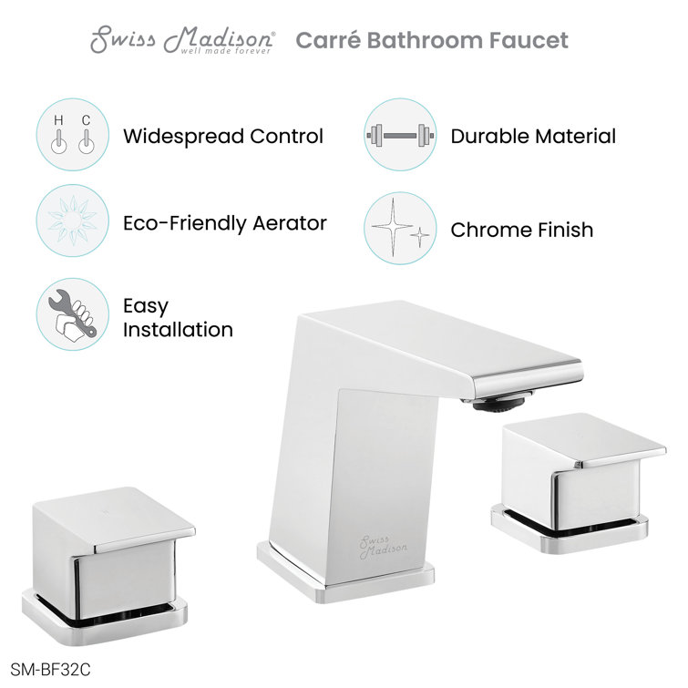 Carre 8" Chrome Widespread 2-Handle Bathroom Faucet