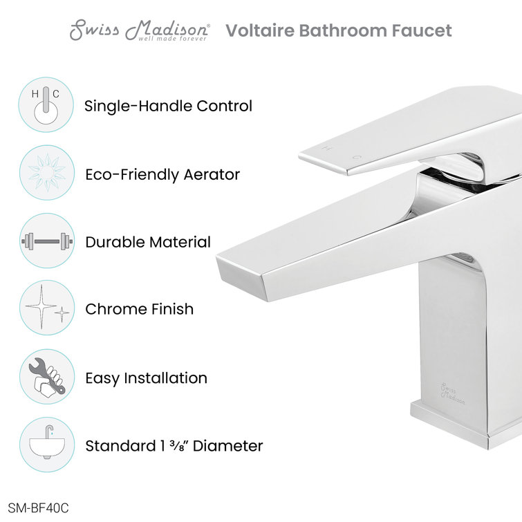 Voltaire Modern Elegance Chrome Single-Handle Bathroom Faucet