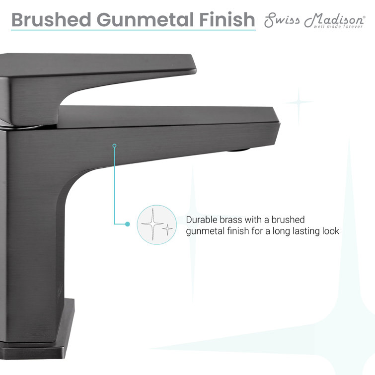 Gunmetal Gray Single-Handle Brass Bathroom Faucet