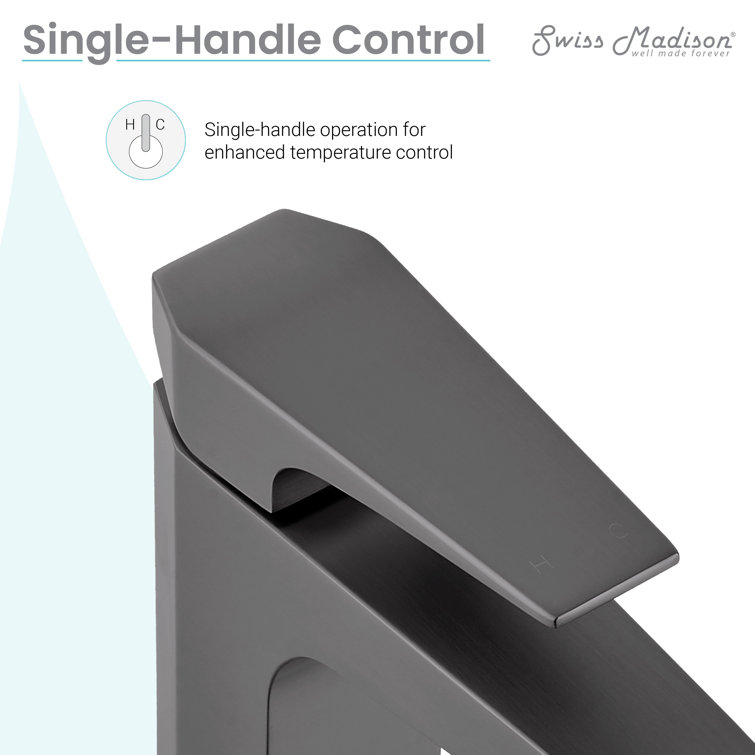 Gunmetal Gray Single-Handle Brass Bathroom Faucet