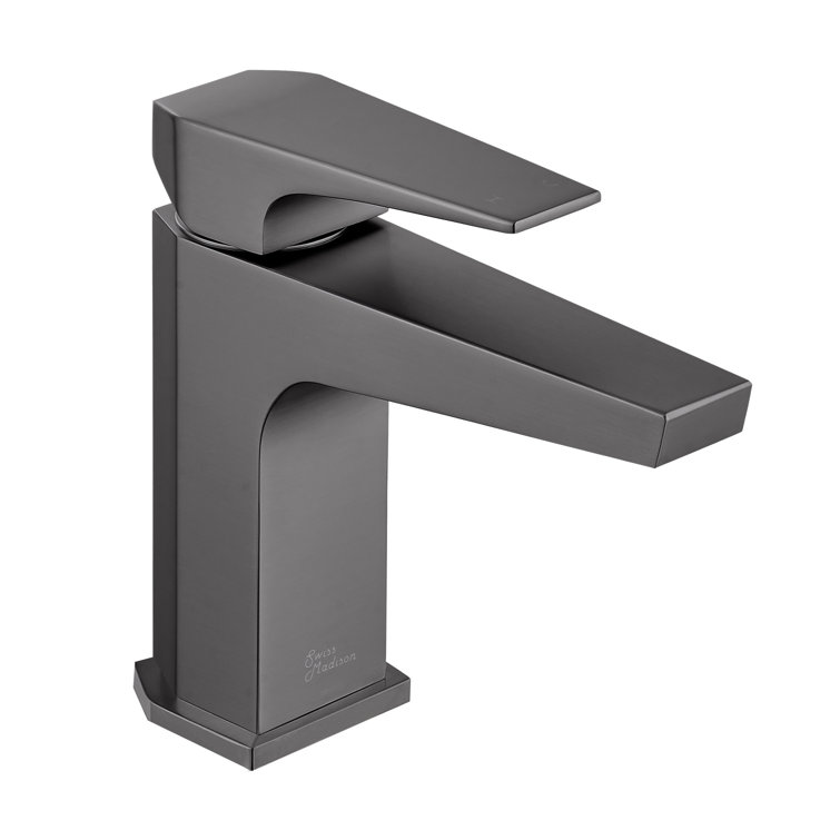 Gunmetal Gray Single-Handle Brass Bathroom Faucet