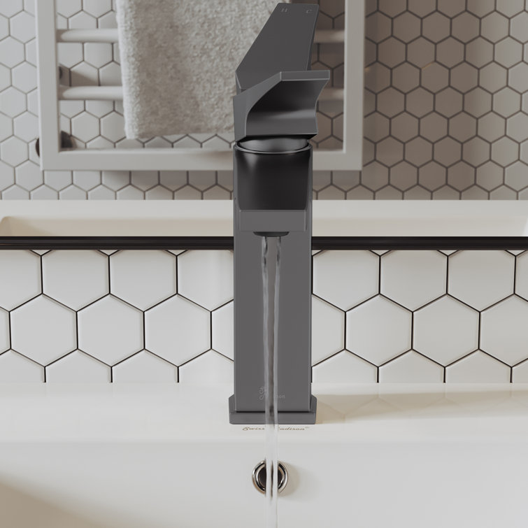 Gunmetal Gray Single-Handle Brass Bathroom Faucet