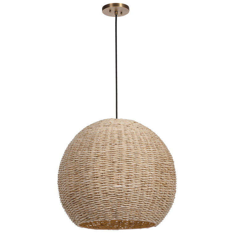 Natural Seagrass Globe Pendant Light with Rope Shade