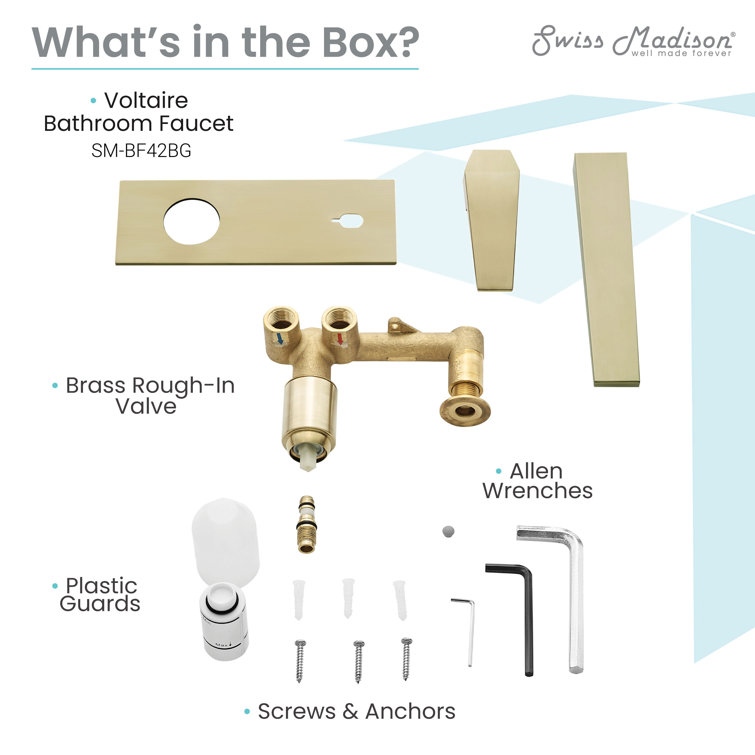 Voltaire Elegance 9'' Wall-Mount Bathroom Faucet in Brushed Gold