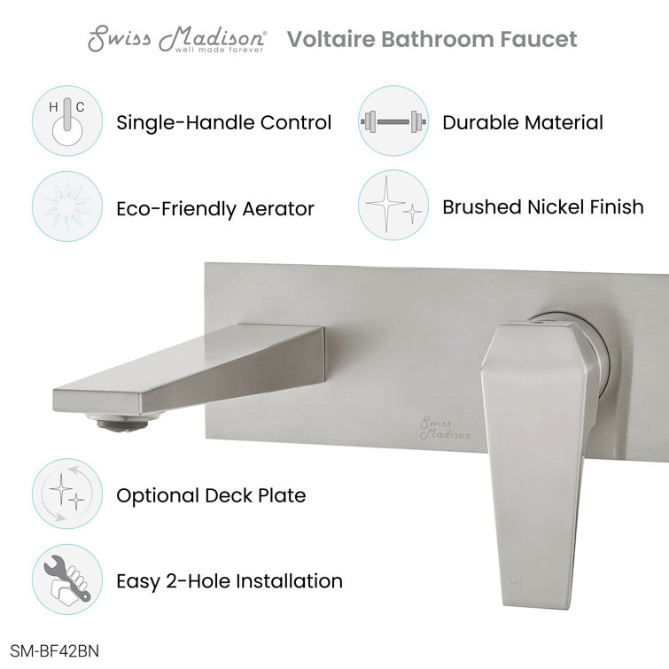 Voltaire Brushed Nickel Single-Handle Wall-Mount Bathroom Faucet