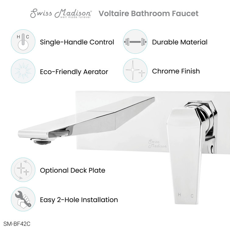 Voltaire Chrome Single-Handle Wall-Mount Bathroom Faucet