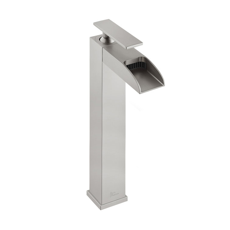 Brushed Nickel High Arc Waterfall Bathroom Faucet