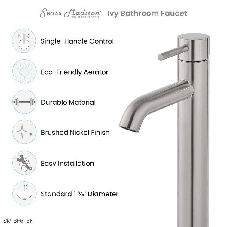 Ivy Brushed Nickel Single-Handle High Arc Bathroom Faucet