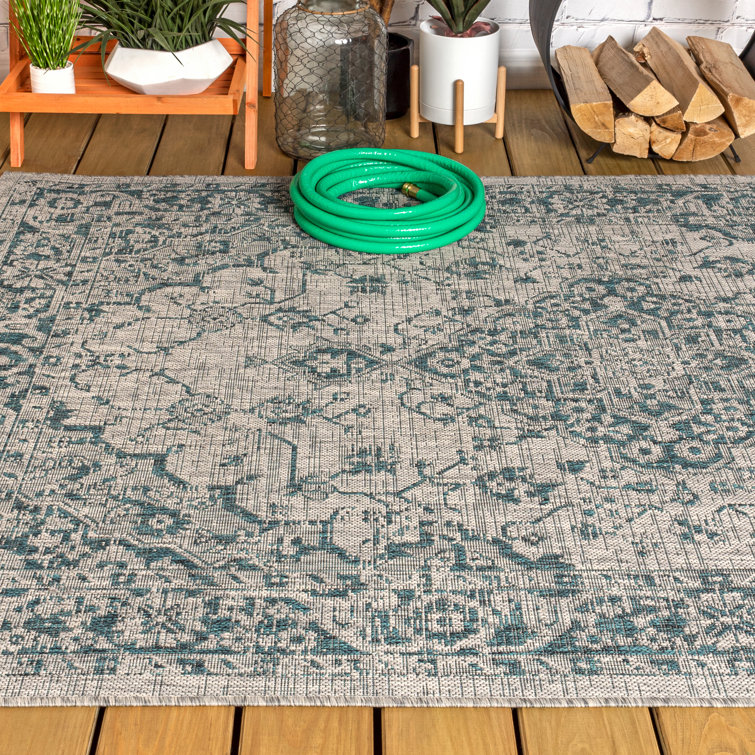 Rozetta Boho Medallion 3' x 5' Gray/Teal Synthetic Area Rug