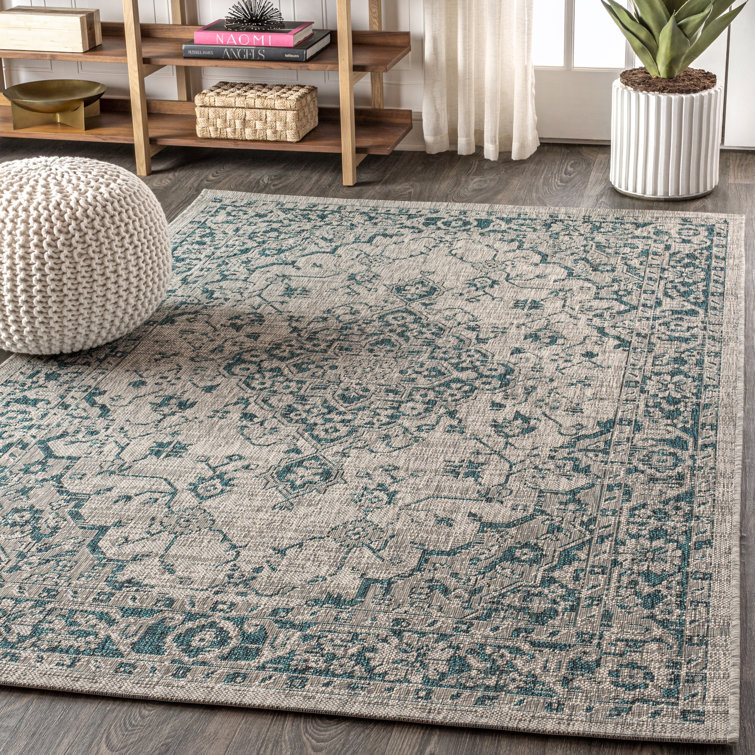 Rozetta Boho Medallion 3' x 5' Gray/Teal Synthetic Area Rug