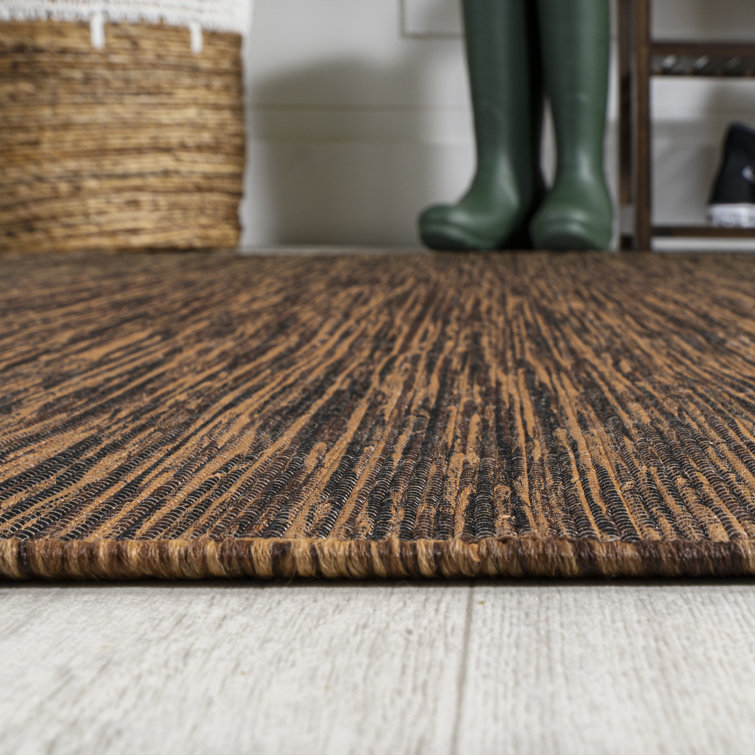 Ethan Easy-Care Brown Synthetic 6' Square Area Rug