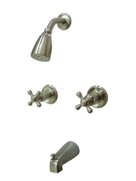 Satin Nickel Wall Mounted Tub and Shower Faucet Set