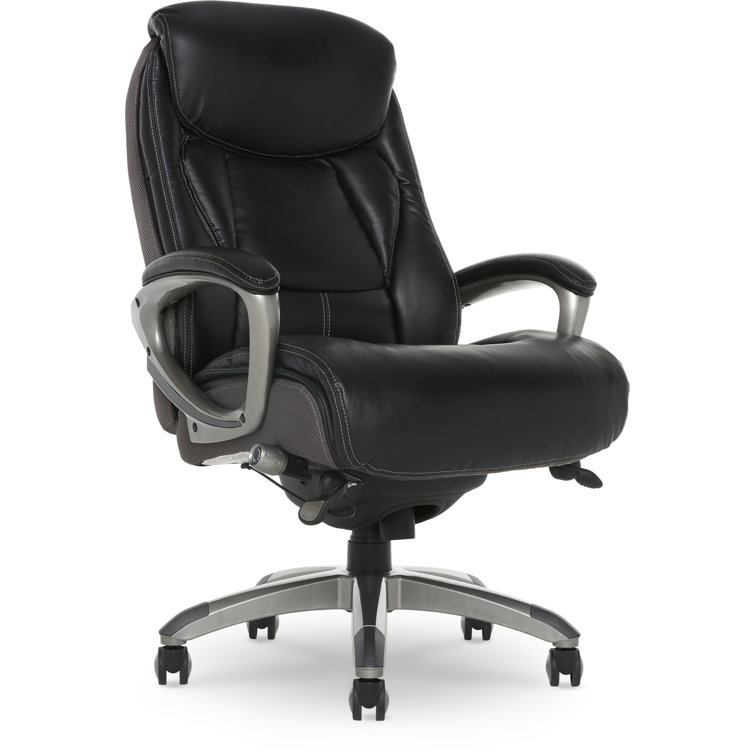 Gray High-Back Executive Leather Swivel Office Chair
