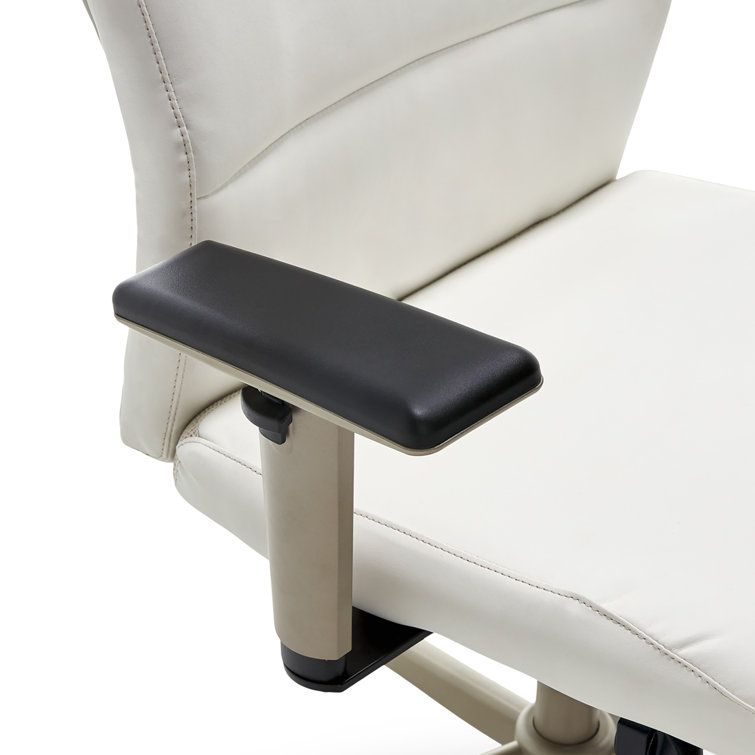 Modern Baylor Bonded Leather Swivel Executive Chair with Lumbar Support - White