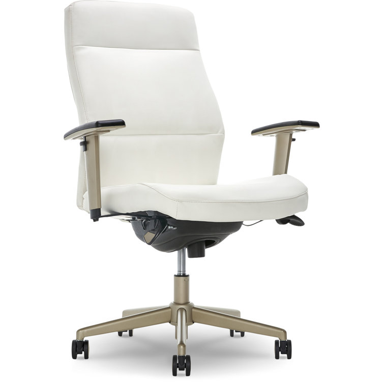 Modern Baylor Bonded Leather Swivel Executive Chair with Lumbar Support - White