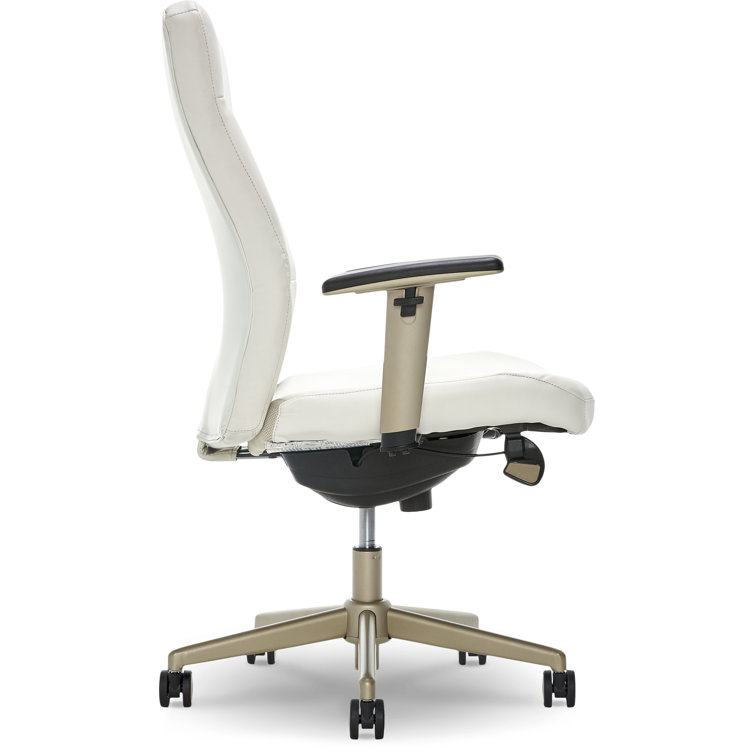 Modern Baylor Bonded Leather Swivel Executive Chair with Lumbar Support - White