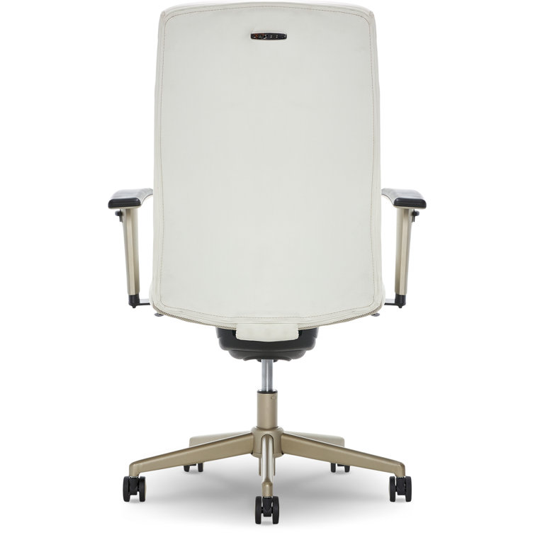 Modern Baylor Bonded Leather Swivel Executive Chair with Lumbar Support - White