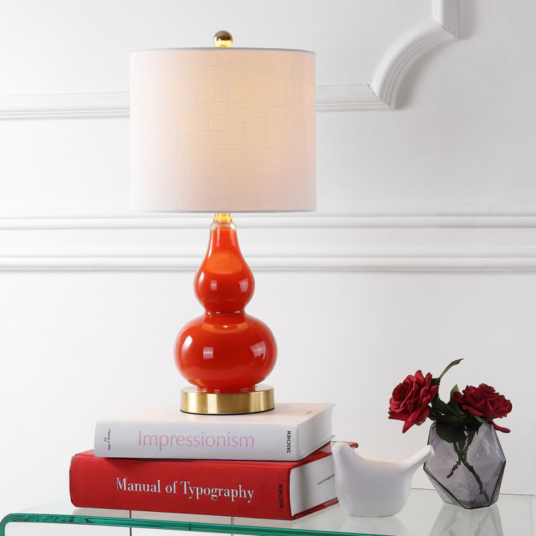 Galliano Double Gourd 20.5" Orange Glass Table Lamp with Cotton Shade