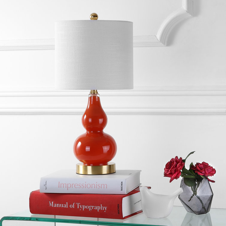 Galliano Double Gourd 20.5" Orange Glass Table Lamp with Cotton Shade